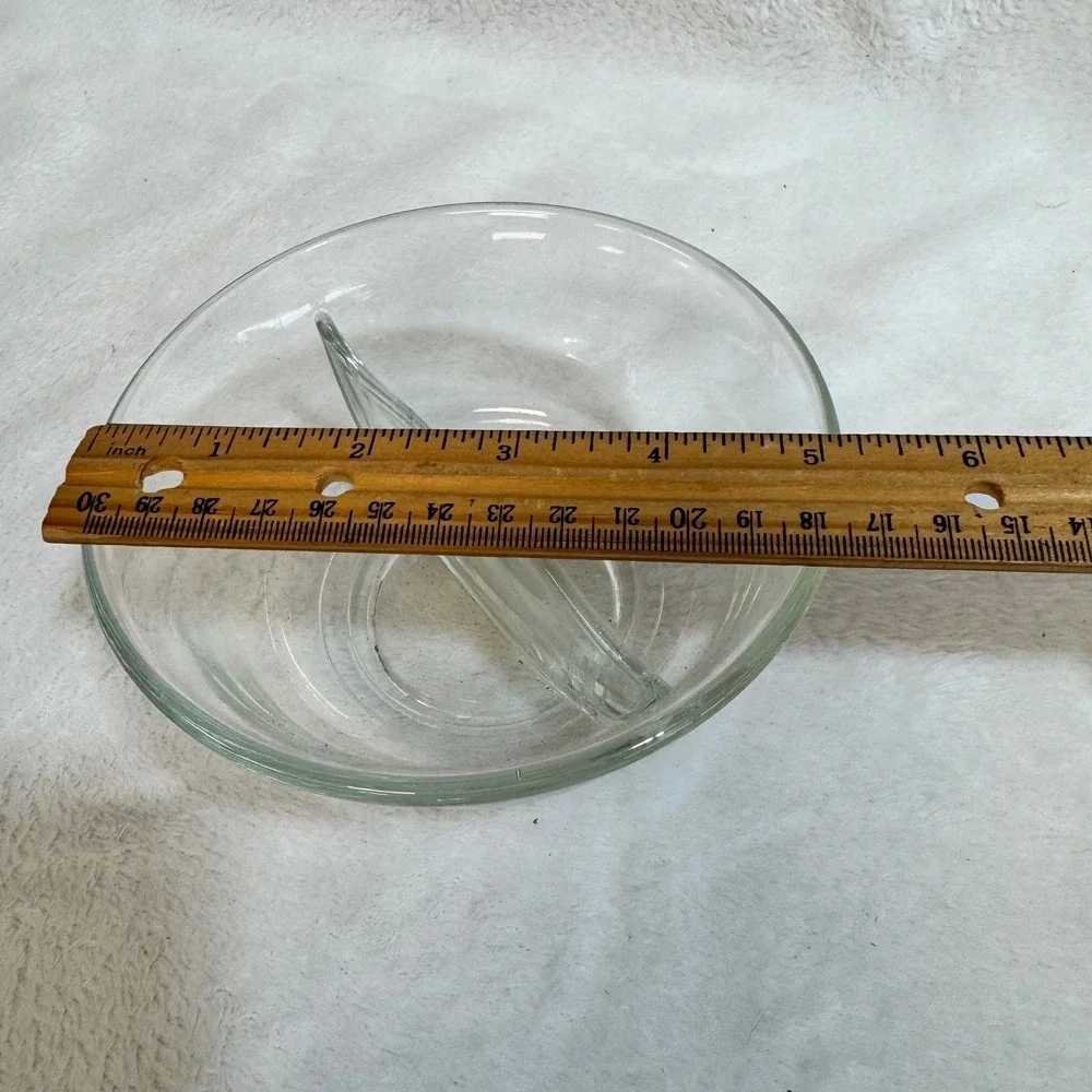 Vintage Clear Glass Divided Serving Dish Candy Nut‎ Bowl Appetizer Condiment